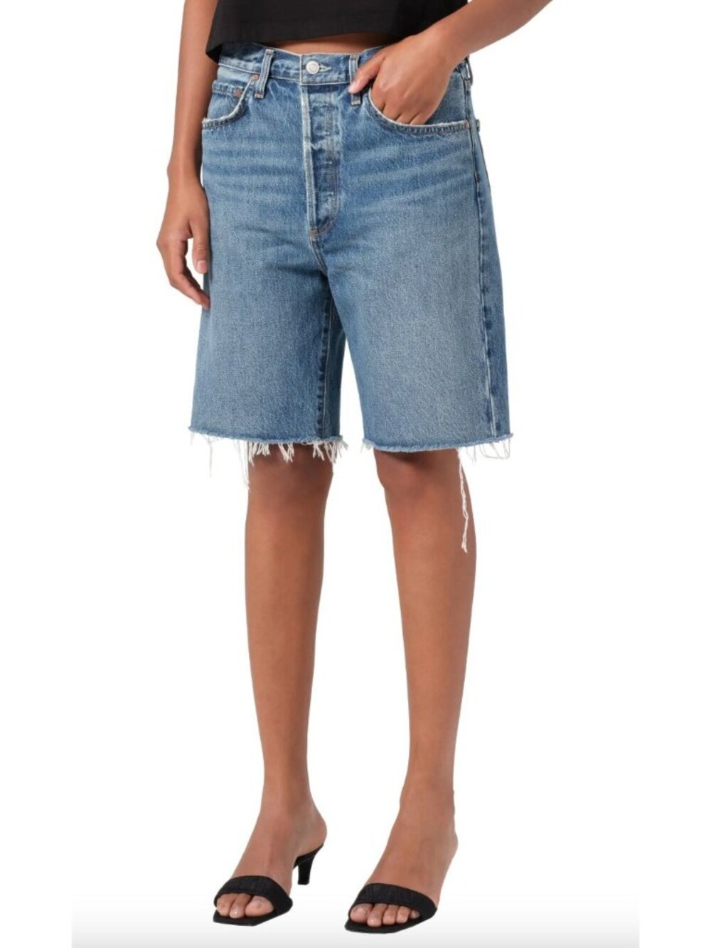 AGOLDE Light Blue High-Rise Denim Bermuda Shorts